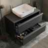 Meuble de salle de bains moderne noir suspendu au sol avec lavabo et 2 tiroirs Bloom 110 Prix