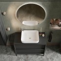 Meuble de salle de bains moderne noir suspendu au sol avec lavabo et 2 tiroirs Bloom 110 Achat