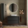 Meuble de salle de bains moderne noir suspendu au sol avec lavabo et 2 tiroirs Bloom 110 Remises