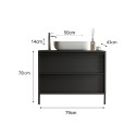 Meuble de salle de bain moderne noir suspendu au sol avec 2 tiroirs et lavabo Bloom 79 