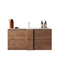 Meuble de salle de bain suspendu en bois avec 2 tiroirs et lavabo en céramique Miel. Modèle