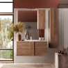 Meuble de salle de bain suspendu en bois avec 2 tiroirs et lavabo en céramique Miel. Remises