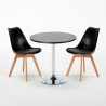 Table Ronde Noire 70x70cm 2 Chaises Colorées Intérieur Bar Café Nordica Cosmopolitan 