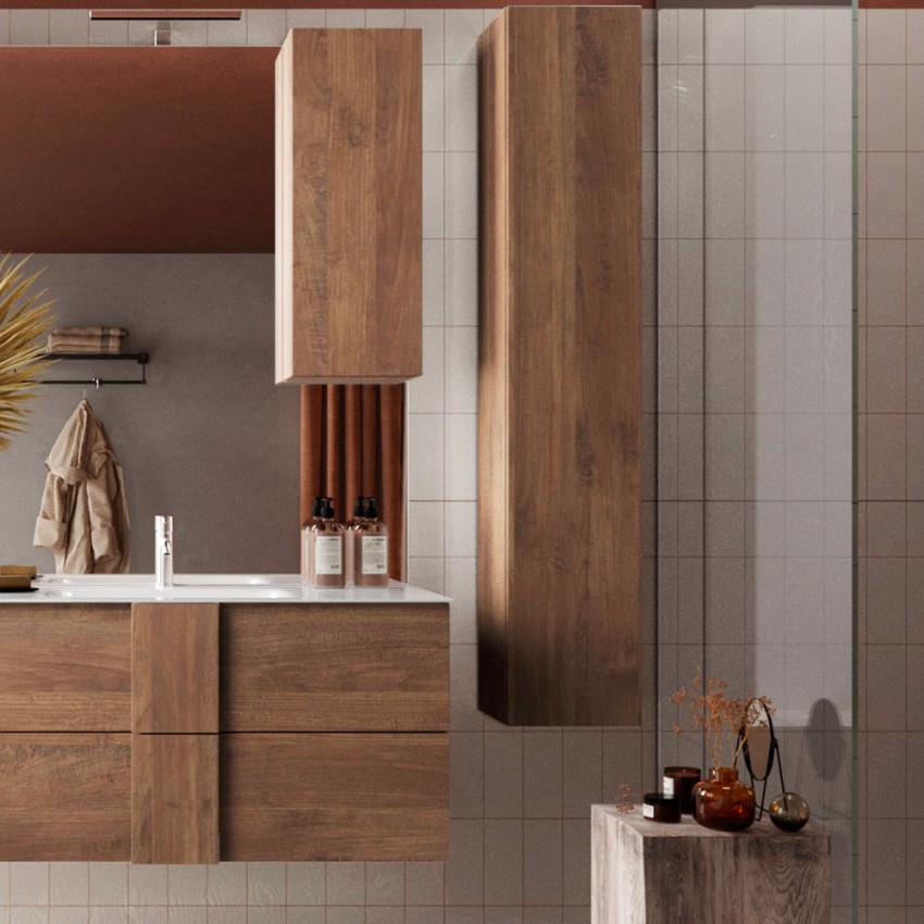 Colonne suspendue de salle de bain moderne en bois 1 porte Jaya Promotion Colonne suspendue de salle de bain moderne en bois 1 porte Jaya Promotion