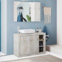 Moderne staande badkamermeubel in wit hout, 2 deuren met wastafel Griff Korting