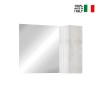 Miroir de salle de bain avec éclairage LED et colonne suspendue 1 porte bois blanc Evin Remises