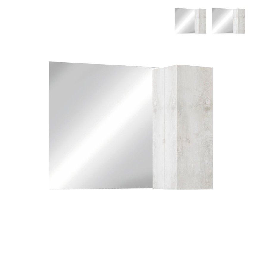 Badkamerspiegel met LED-verlichting en hangende kolomkast 1 deur wit hout Evin Aanbieding Badkamerspiegel met LED-verlichting en hangende kolomkast 1 deur wit hout Evin Aanbieding