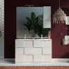 Meuble de salle de bain au sol blanc brillant avec double lavabo et 3 tiroirs Feel T Dama. Catalogue