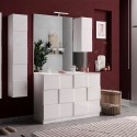 Meuble de salle de bain au sol blanc brillant avec double lavabo et 3 tiroirs Feel T Dama. Promotion