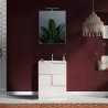 Meuble de salle de bains sur pied avec 3 tiroirs blanc brillant et lavabo Tetra Dama 