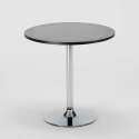 Ronde salontafel zwart 70x70 cm en 2 gekleurde stoelen Nordica Cosmopolitan 