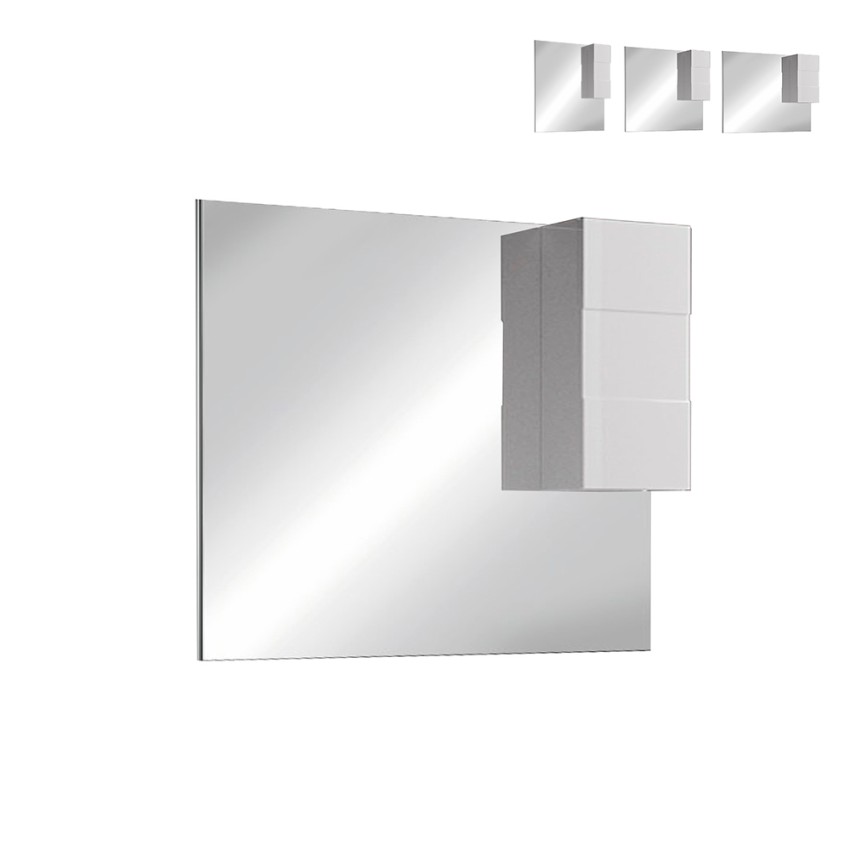 Miroir de salle de bain avec éclairage LED et colonne 1 porte blanc brillant Zeit Dama Promotion Miroir de salle de bain avec éclairage LED et colonne 1 porte blanc brillant Zeit Dama Promotion