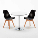Ronde salontafel wit 70x70 cm en 2 gekleurde stoelen Nordica Long Island Kosten