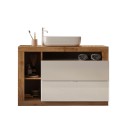 Meuble sous-lavabo moderne 2 tiroirs bois blanc avec vasque Jarad BW Dimensions