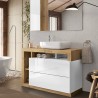 Meuble sous-lavabo moderne 2 tiroirs bois blanc avec vasque Jarad BW Remises
