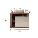 Meuble sous-lavabo moderne 2 tiroirs bois blanc avec vasque Jarad BW 