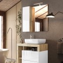 Armoire colonne de salle de bain 1 porte avec miroir à LED blanc effet chêne Pilar BW Catalogue