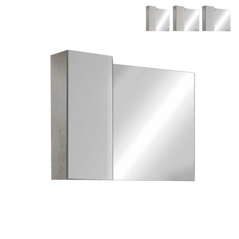 Badkamerspiegel met LED-verlichting en kolomkast 1 deur wit grijs Pilar BC Aanbieding