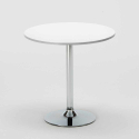 Ronde salontafel wit 70x70 cm en 2 gekleurde stoelen Nordica Long Island 