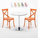 Table ronde blanche 70x70cm Avec 2 Chaises Colorées Intérieur bar café Vintage Long Island Promotion