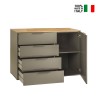 Buffet meuble séjour 1 porte 4 tiroirs en bois gris Tomei Vente