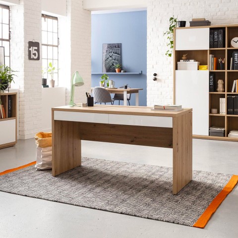 Kantoorbureau Smart Working met 2 laden en 1 klapdeur 140x60cm Jimi Aanbieding