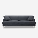 Comfortabele 3-zitsbank 200 cm met metalen poten en zwarte stof Egbert Verkoop