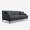 Comfortabele 3-zitsbank 200 cm met metalen poten en zwarte stof Egbert Aanbod