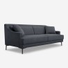 Comfortabele 3-zitsbank 200 cm met metalen poten en zwarte stof Egbert Aanbod