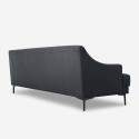 Comfortabele 3-zitsbank 200 cm met metalen poten en zwarte stof Egbert Kortingen