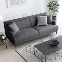 Comfortabele 3-zitsbank 200 cm met metalen poten en zwarte stof Egbert Keuze