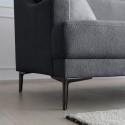 Comfortabele 3-zitsbank 200 cm met metalen poten en zwarte stof Egbert Afmetingen