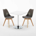 Vierkante salontafel wit 70x70 cm en 2 gekleurde stoelen Nordica Cocktail Kosten