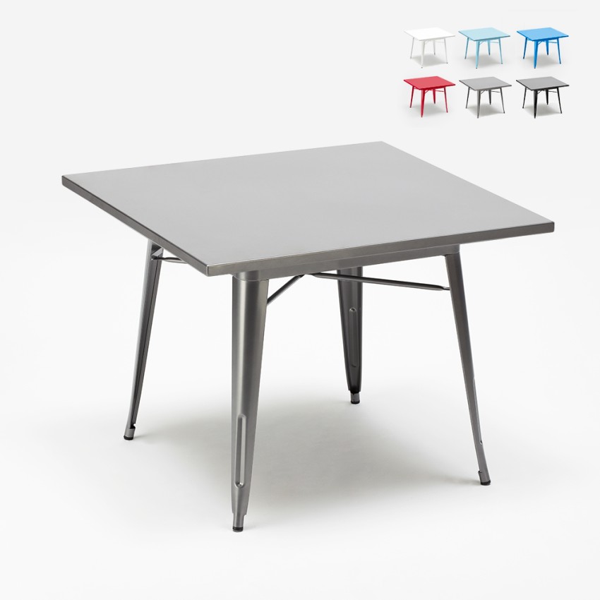 table industrielle 80x80 de bar et restaurant en acier de style dynamite Réductions table industrielle 80x80 de bar et restaurant en acier de style dynamite Réductions