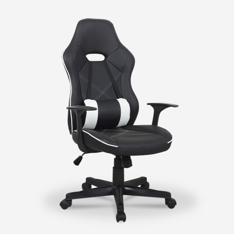 Chaise fauteuil de bureau gaming ergonomique racing avec coussin lombaire Estoril Promotion