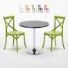 Ronde salontafel zwart 70x70 cm en 2 gekleurde stoelen Vintage Cosmopolitan Aanbieding