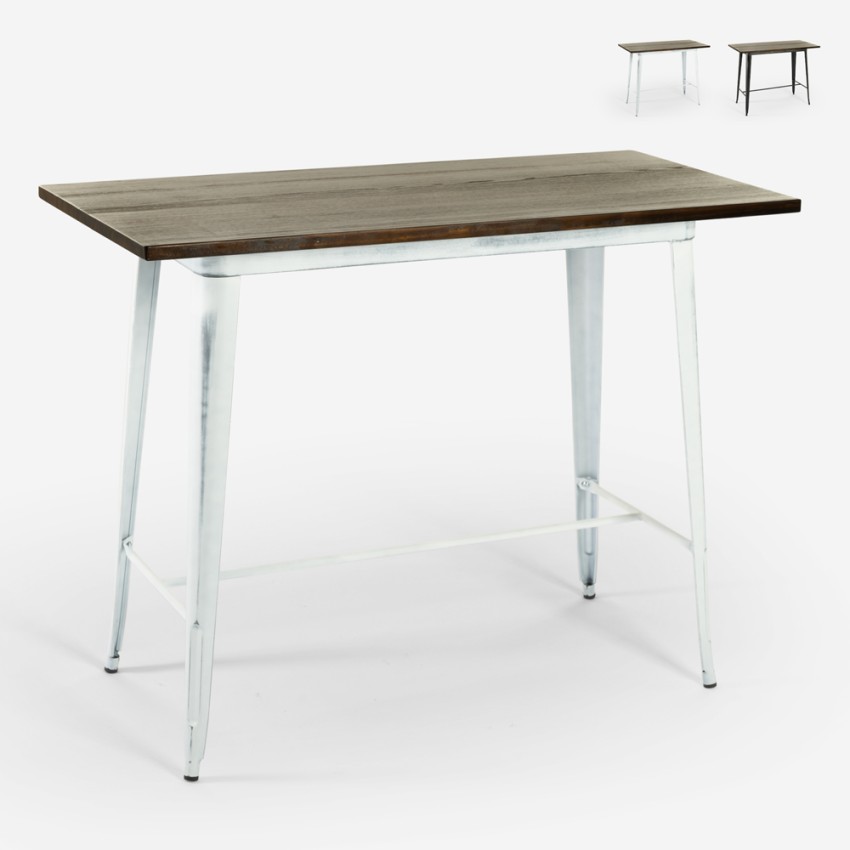 Industriële vintage eettafel van hout en metaal 120x60x106 cm Catal Brush Aanbieding