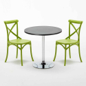 Table ronde noire 70x70cm et 2 Chaises Colorées Set Intérieur Bar Café Vintage Cosmopolitan Choix