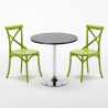 Table ronde noire 70x70cm et 2 Chaises Colorées Set Intérieur Bar Café Vintage Cosmopolitan Choix