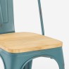 Industriële metalen stoelen met houten zitting: Steel Old Wood Top Light Model