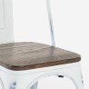 Chaises industrielles en métal vintage blanc avec plateau en bois Steel Old Wood. Remises