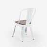Chaises industrielles en métal vintage blanc avec plateau en bois Steel Old Wood. Offre