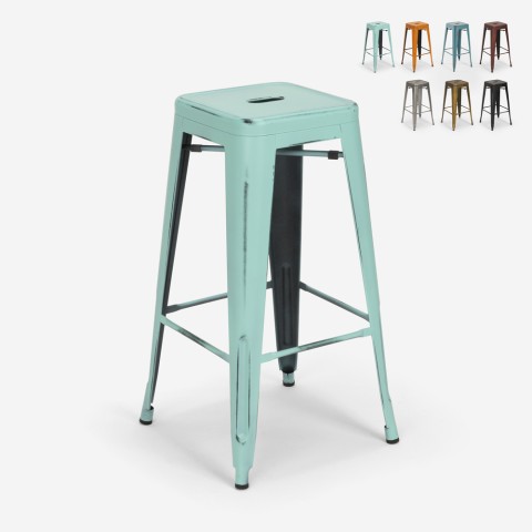 Vintage industrial design metal stool for bar and kitchen Tolix style Steel Stale Aanbieding
