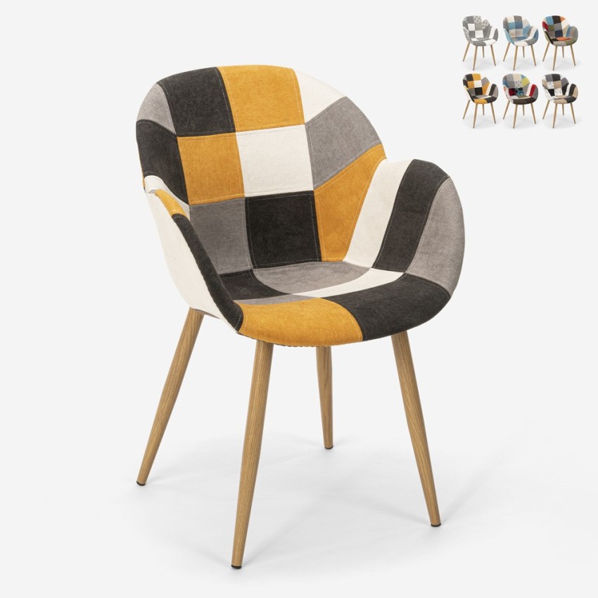Scandinavische patchwork design fauteuil Finch Aanbod Scandinavische patchwork design fauteuil Finch Aanbod