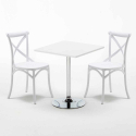 Table Carrée Blanche 70x70cm 2 Chaises Colorées Intérieur Bar Café Vintage Cocktail Caractéristiques
