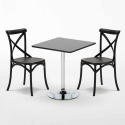 Vierkante salontafel zwart 70x70 cm en 2 gekleurde stoelen Vintage Mojito Karakteristieken