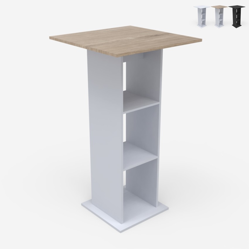 Hoge bartafel met 3 planken 60x60 cm Sunet Aanbieding Hoge bartafel met 3 planken 60x60 cm Sunet Aanbieding