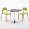 Vierkante salontafel zwart 70x70 cm en 2 gekleurde stoelen Barcellona Mojito Voorraad