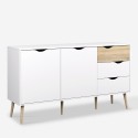 Buffet de salon style scandinave 2 portes 3 tiroirs bois blanc Kinitoo Promotion