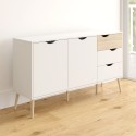 Buffet de salon style scandinave 2 portes 3 tiroirs bois blanc Kinitoo Réductions